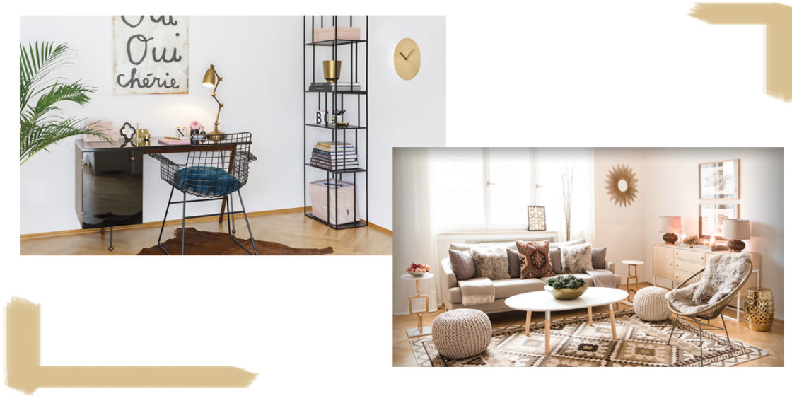 goldene accessoires fuer die wohnung